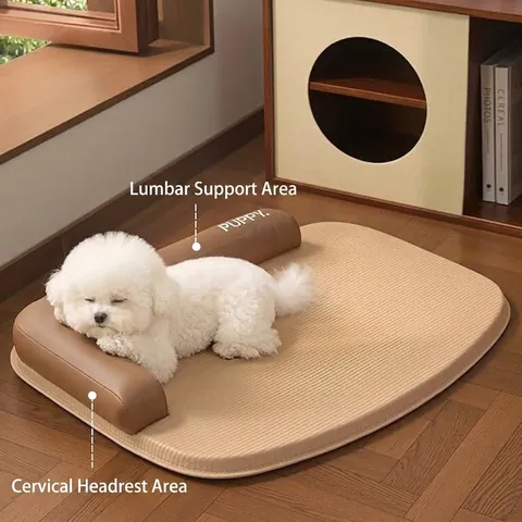 Waterproof Removable Washable Pet Bed Dog Sleeping Mat L-Shaped Bolster Cooling Sofa For Small Medium Large Dogs Cats Indoor Home Use