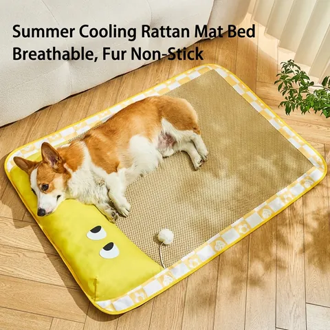 Tappetino Refrigerante per Animali Estivo in Tessuto Traspirante per Cani Gatti Con Cuscino Panda Cartoon Design Floreale Cuccia Lavabile