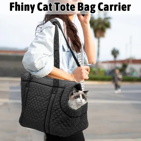 Korean Quilted Pet Tote Bag Ultra-light Pongee Cat Carrier Purse For Autumn Winter Warm Travel Portable Dog Bag Small Animal Carrier