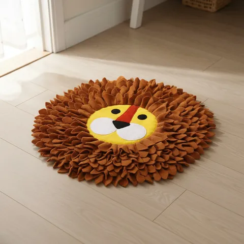 Pet Snuffle Mat Lion Head Shape Sniffing Training Pad For Dogs And Cats Stress Relief Slow Feeder Polyester Pet Foraging Blanket
