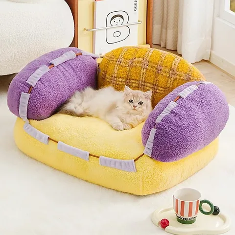 Comodo Divano Letto a Quadri per Animali Domestici Gatti Piccoli Cani Rimovibile Lavabile Invernale Caldo Tappetino per Dormire in Peluche Nido per Animali