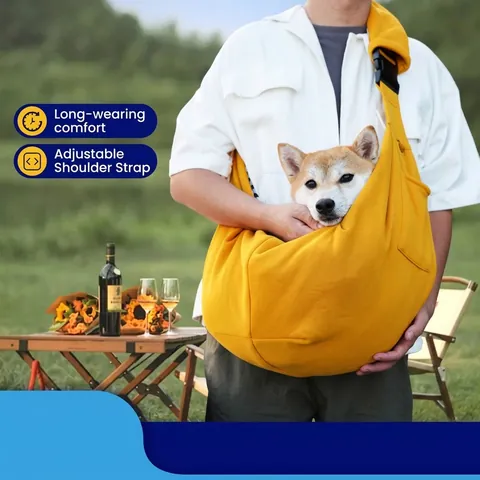 Bandolera Ajustable para Mascotas de Poliéster Transpirable Bolsa de Hombro con Bolsillo para Teléfono para Gatos Perros