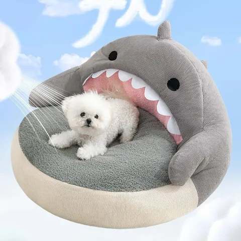 Haai Vormige Huisdier Bed Grot Voor Kleine Honden Katten Winter Warm Pluche Sofa Huisdier Huis Kussen Puppy Kitten Mand