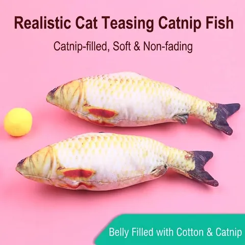 Realistic Simulation Plush Catnip Fish Toy For Cats 3D Printed Texture Bite Resistant Teeth Grinding Teasing Pet Supplies