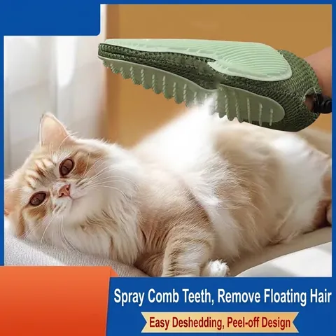 Pet Spray Grooming Glove Cat Dog Massaging Deshedding Brush Silicone TPR Mesh Cleaning Glove For Long Hair Pets Pink Green Blue