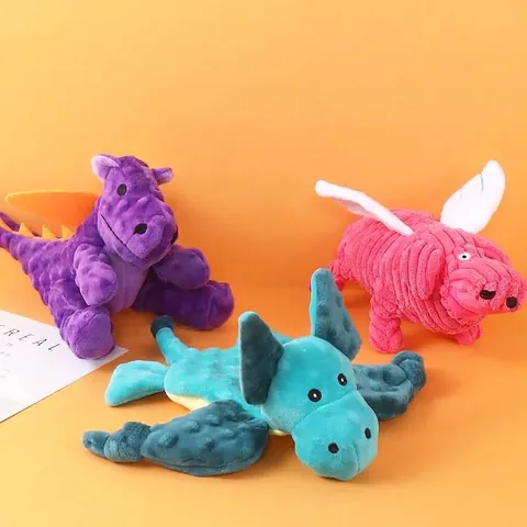 Giocattolo di Peluche Interattivo per Cani Durevole in Velluto ad Ananas per la Pulizia dei Denti per Cani di Piccola Taglia Forma di Dinosauro Drago Regalo per Animali Domestici