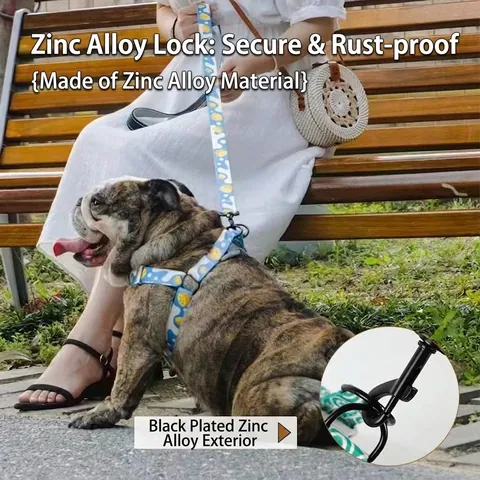 Bedrucktes Polyester Hundeleine Geschirr Halsband Set Für Kleine Mittlere Große Hunde Outdoor Wandern Atmungsaktives Haustier Zugseil Set