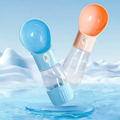 Tragbare Haustier Wasserflasche Und Futterbehälter Integriert Auslaufsicher Reisen Outdoor Wandern Trinkspender ABS PC Material