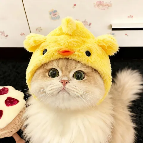 Cute Cartoon Chick Pig Pet Costume Hat Adjustable Plush Soft Warm Pet Headwear For Cats Small Dogs Halloween Party Birthday