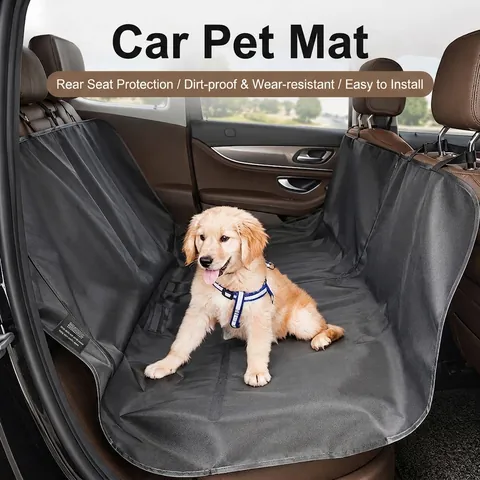 Waterproof 600D Oxford Fabric Car Pet Seat Cover Universal Rear Seat Trunk Protector For Dogs Cats Black Travel Car Mat