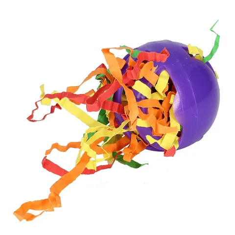 Gekleurde Holle Plastic Ballen Voor Huisvogel Papegaai Kauwspeeltje Met Papiersnippers Vulling Vogelkooi Voetspeelgoed Accessoire