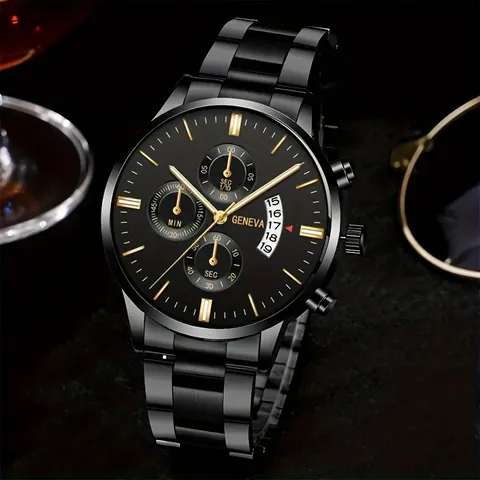 Luxury Men Business Fashion Quartz Watch Alloy Steel Band Triple Dial Calendar Male Wristwatch High Quality Luminous Hand Watch