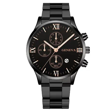 Luxury Men Business Fashion Quartz Watch Alloy Steel Band Triple Dial Calendar Male Wristwatch High Quality Luminous Hand Watch