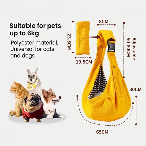 Bandolera Ajustable para Mascotas de Poliéster Transpirable Bolsa de Hombro con Bolsillo para Teléfono para Gatos Perros