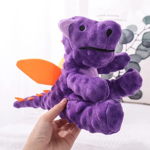 Giocattolo di Peluche Interattivo per Cani Durevole in Velluto ad Ananas per la Pulizia dei Denti per Cani di Piccola Taglia Forma di Dinosauro Drago Regalo per Animali Domestici
