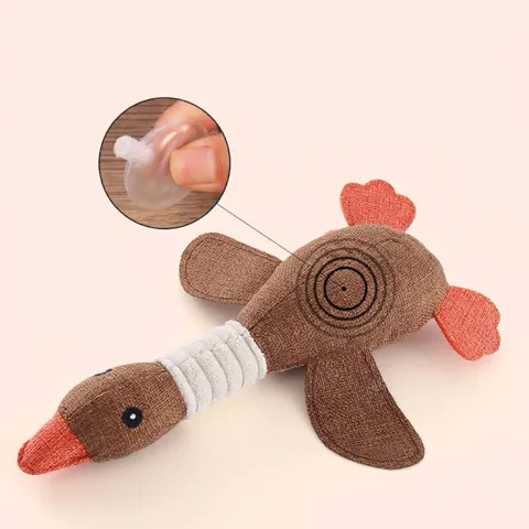 Durable Canvas Duck Dog Squeaky Toy Bite Resistant Plush Stuffed Animal For Dogs Interactive Pet Chew Toy In Multiple Colors
