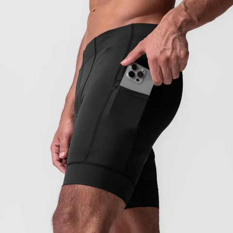 Men's Quick Dry Compression Sports Shorts with Side Pockets Athletic Running Gym Tight 4 Inch Shorts Workout Bottoms