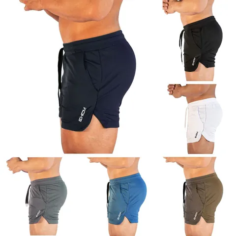 Men's Quick Dry Sports Shorts Polyester Breathable Training Fitness Running Shorts With Drawstring Casual Beach Bottoms