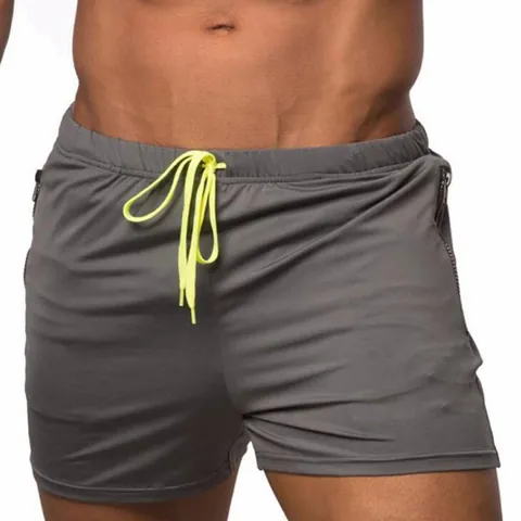 Men's Quick Dry Sports Shorts With Zip Pockets Contrast Drawstring Slim Fit Gym Training Running Swim Beach Shorts Bottom