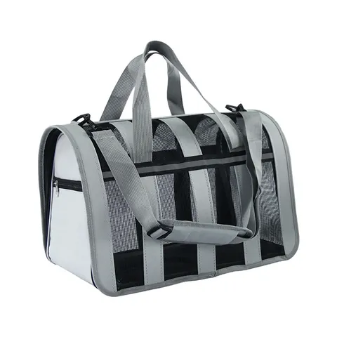 Bolsa de Transporte para Mascotas Grande Transpirable Plegable Tela Oxford Gato Perro Bolsa de Viaje Bandolera Con Ventana de Malla