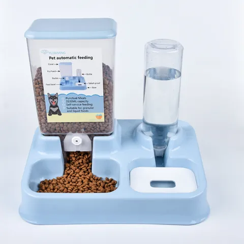 Automatic Pet Feeder and Waterer Set 3.1L Large Capacity Gravity Cat Dog Food Dispenser Bowl and Water Bottle for Pets