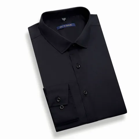 Men's Four-Way Stretch Anti-Wrinkle Shirt Slim Fit Long Sleeve Business Casual Button Down Solid Color Polyester Spandex Dress Shirt