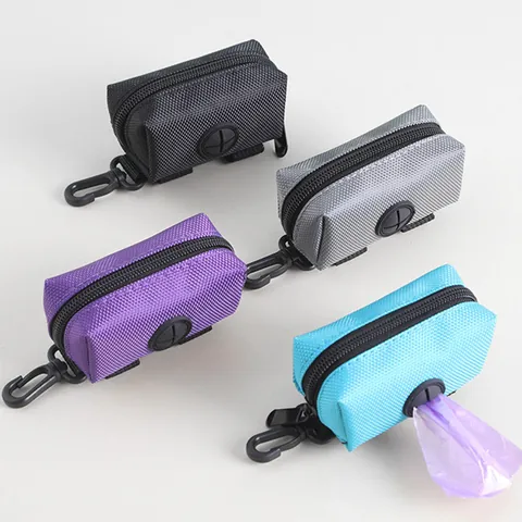 Portable Dog Poop Bag Dispenser Oxford Fabric Pet Waste Bag Holder For Outdoor Walking Travel With Swivel Hook And Fastener Strap
