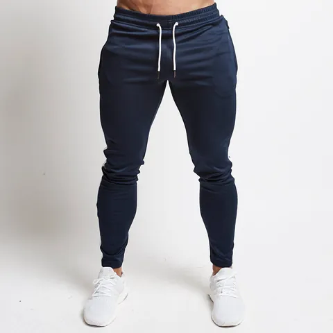 Men Tapered Sports Joggers Slim Fit Cotton Blend Sweatpants Side Stripe Drawstring Casual Outdoor Fitness Running Bottoms