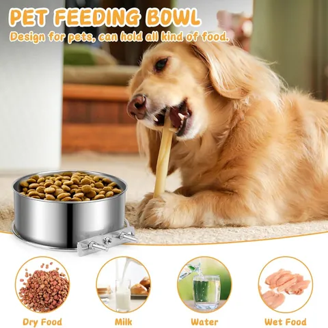 Edelstahl Haustier Napf Aufhängbarer Hundekäfig Futternapf Futter Wasserschale Für Katzen Kleintiere Festes Metallnapf Zubehör