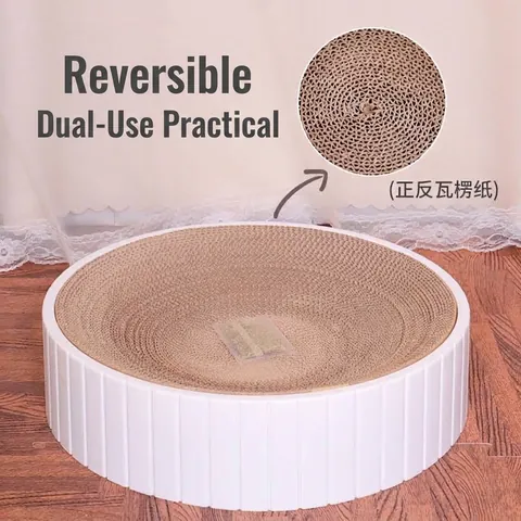 Round Corrugated Paper Cat Scratcher Bowl Replaceable Cardboard Cat Nest Durable Grinding Claws Bed For Cats Kittens Indoor Pet Supplies