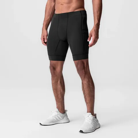 Men's Quick Dry Compression Sports Shorts with Side Pockets Athletic Running Gym Tight 4 Inch Shorts Workout Bottoms