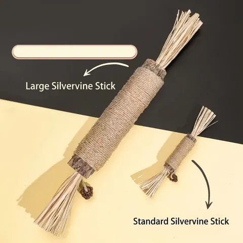 Giocattolo da Masticare per Gatti in Silvervine Gigante Con Corda in Sisal Rafia e Galla di Quercia Naturale Pulizia dei Denti Bastone per Gatti e Gattini