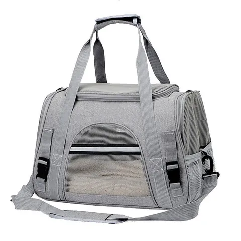 Portable Pet Carrier Bag For Cats And Small Dogs Breathable Mesh Foldable Travel Bag With Adjustable Shoulder Strap Grey Pink Blue