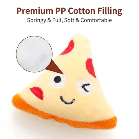 Interactive Cat Plush Toy Food Shape Catnip Crinkle Paper Soft Stuffed Kitten Toy Drumstick Pizza Fries Design Pet Accessory