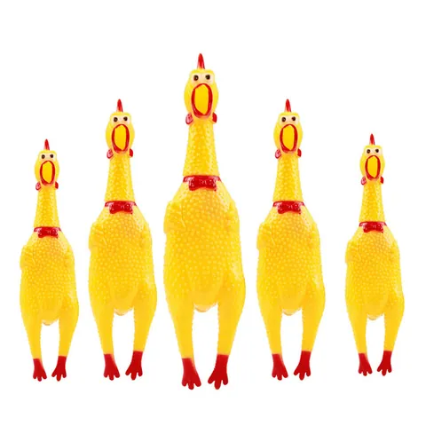 Funny Screaming Chicken Dog Toy Durable Yellow Vinyl Squeaky Toy For Large Medium Small Pet Dogs Training Boredom Relief