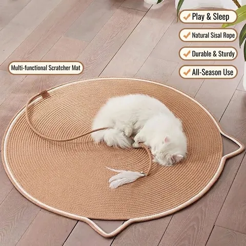 Braided Cotton Hemp Rope Cat Scratching Mat Circular Wear Resistant Pet Bed Nest All Seasons Scratching Board Kitten Toy