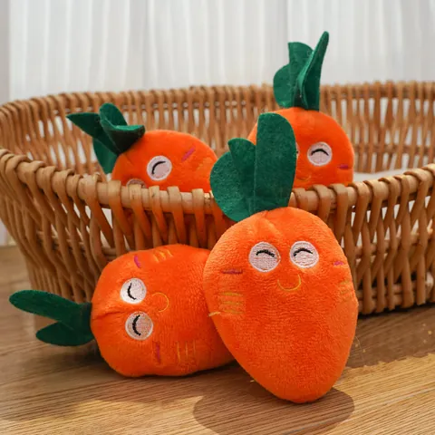 Pet Squeaky Plush Toy Carrot Shaped Interactive Stuffed Animal Toy For Dogs Cats Cartoon Soft Vegetable Dog Chew Toy Pet Accessories
