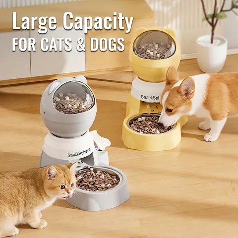 Distributeur Automatique de Nourriture pour Animaux Puzzle à Pression Grande Capacité Station d'Alimentation Chat Chien Avec Bol en Acier Inoxydable ABS