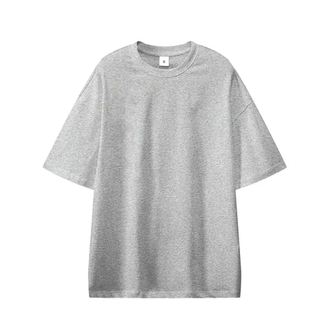 Men Heavyweight Cotton T-Shirt Drop Shoulder Loose Fit Oversized Short Sleeve Top Solid Color Casual High Street Wear