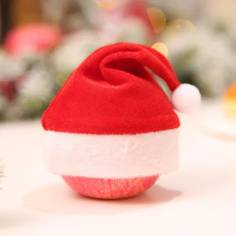 Mini Gorro de Navidad de Terciopelo Dorado Rojo Blanco Gorro de Papá Noel Con Bola de Pelo Para Decoración De Mesa