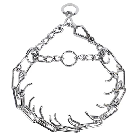 Adjustable Pet Dog Training Prong Collar Metal Iron Zinc Alloy Pinch Choke Chain With Safety Rubber Tips Fish Tail Clip Correction Tool