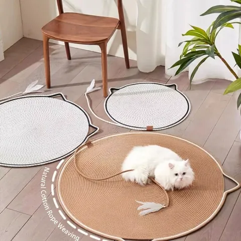Braided Cotton Hemp Rope Cat Scratching Mat Circular Wear Resistant Pet Bed Nest All Seasons Scratching Board Kitten Toy