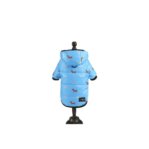Hooded Winter Pet Cotton Jacket Padded Warm Dog Coat Cartoon Dachshund Print Two-Legged Puppy Clothing For Medium Large Dogs