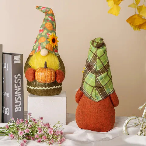 Harvest Festival Gnome Faceless Doll Autumn Gnome With Pumpkin Handmade Plush Scandinavian Tomte Thanksgiving Home Table Decor Sunflower Ornament