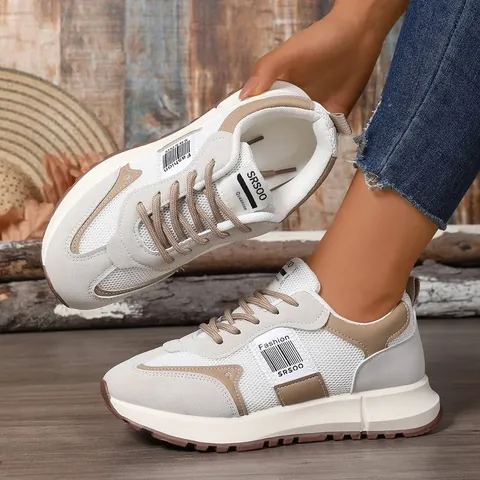 Women Chunky Sneakers Color Block Mesh Breathable Thick Sole Dad Shoes Vintage Casual Running Sports Shoes For Ladies Fashion