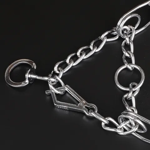 Adjustable Pet Dog Training Prong Collar Metal Iron Zinc Alloy Pinch Choke Chain With Safety Rubber Tips Fish Tail Clip Correction Tool