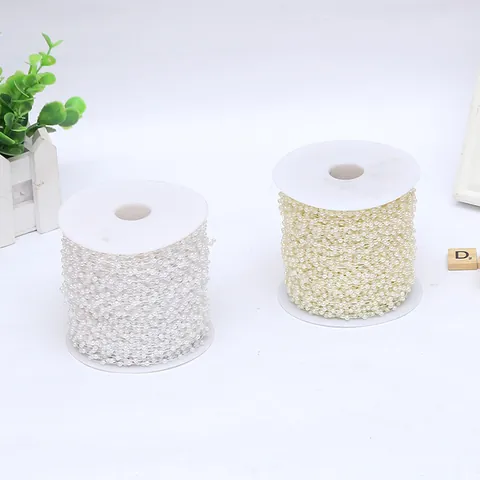 ABS Plastic Pearl Bead Chain For Christmas Wedding DIY Headwear Floral Decoration Accessory Baked Paint Craft Bead String Roll