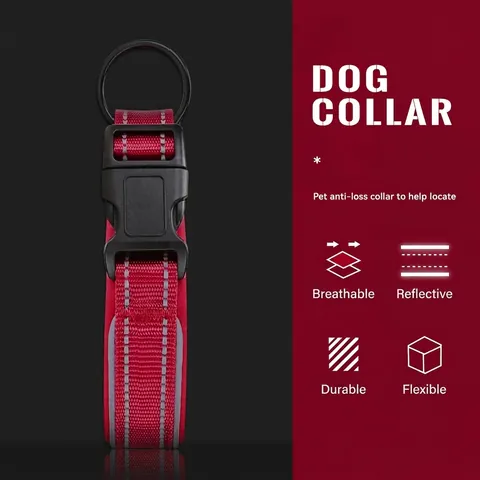 Collier Réfléchissant pour Chien Rembourré Réglable Robuste pour Chiens Moyens et Grands Sécurité Nocturne Camouflage Motif Cœur Entraînement