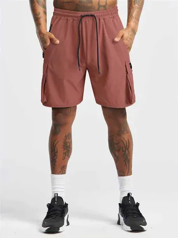 Men's Quick Dry Athletic Cargo Shorts Multi Pockets Elastic Waist Drawstring 4-Way Stretch Workout Running Casual Bottoms