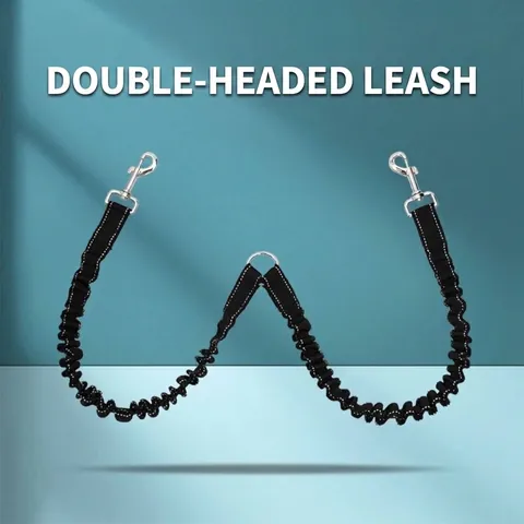Double Ended Bungee Dog Leash Shock Absorbing Reflective Nylon Dual Pet Leash For Two Dogs Walking Bungee Coupler Lead Splitter